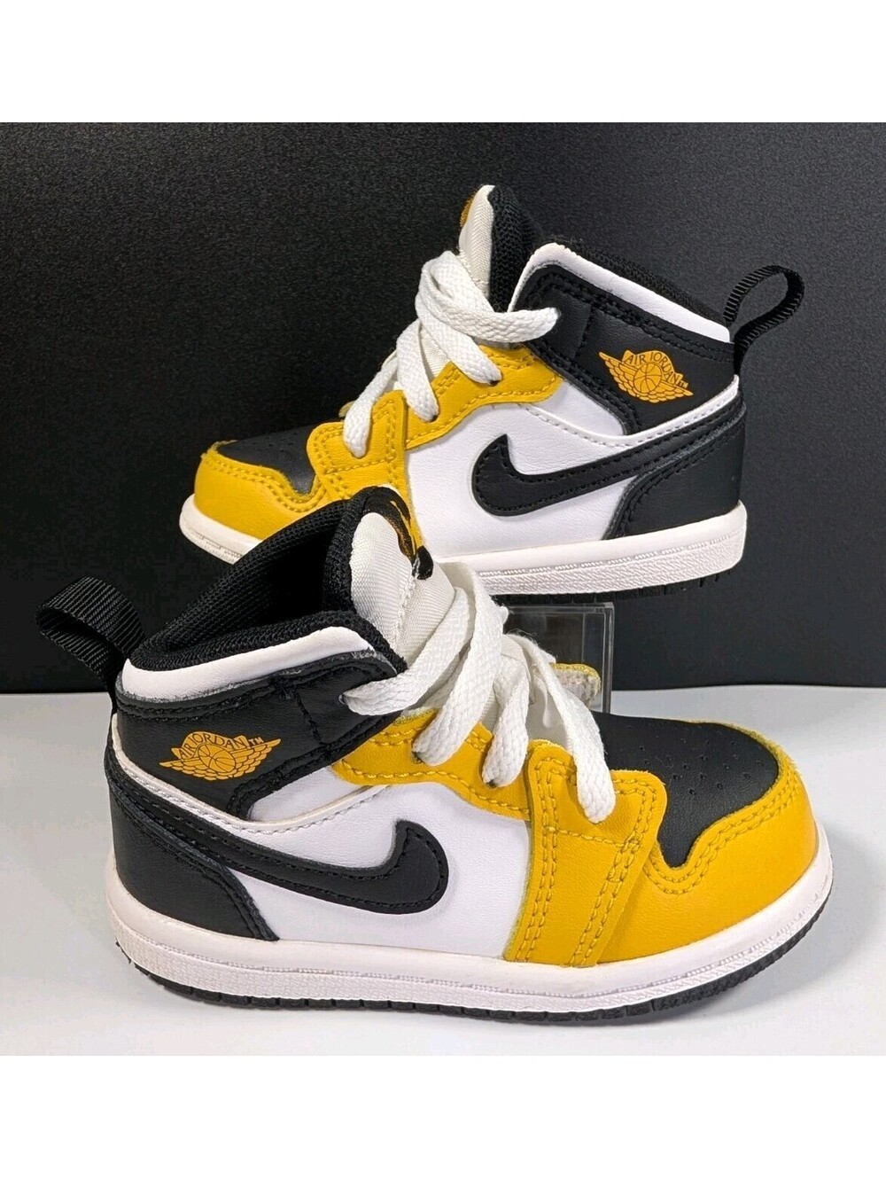 Jordan Toddler 6C Yellow Black White Air Jordan 1 Mid Yellow Ochre Sneaker Shoes